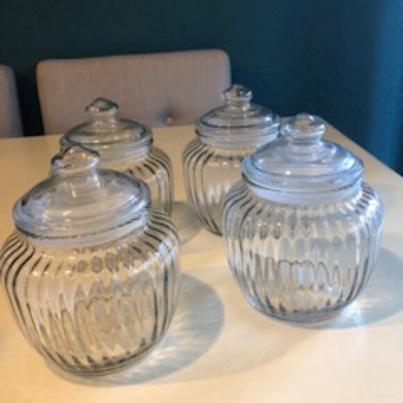 SET OF 4 / WIDE MOUTH GLASS STORAGE JARS WITH AIRTIGHT GLASS LID - Picture 5 of 7